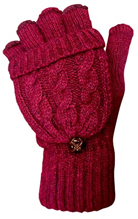 TOSKATOK® Gants sans Doigts en Laine torsadée pour Femme-Taille Unique-Bourgogne