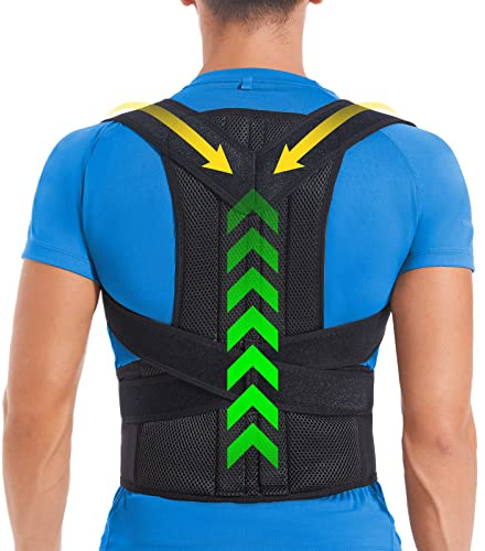 DIANMEI Back Brace Posture Corrector for Women and Men, Back Braces for Upper and Lower Back Pain Relief, Adjustable and Fully Back Support Improve Posture and Lumbar Support(M, 30-35.5 Waist)