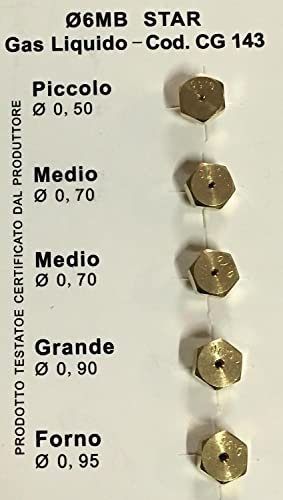 jpshop WO425 Serie de boquillas GPL de 6 MB con 5 inyectores Cocina de gas Cocina Fuegos universales