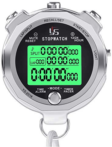 LAOPAO Stoppuhr, 1/1000 Sekunden Precision 100 Stück Speicherdaten LCD Elektronischer Digitaler Chronograph Timer mit Leuchte Funktion&Stumm Funktion für Fußball Sport Schiedsrichter Trainer