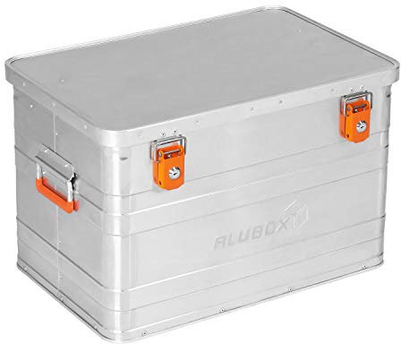 ALUBOX® B70 - Aluminiumbox 70 Liter, Maße (59,5 x 39 x 38 cm) Alukiste mit Deckel & Gummidichtung, Aufbewahrungsbox, Inhalt vor Staub und Spritzwasser geschützt, inkl. 2 Zylinderschlösser abschließbar