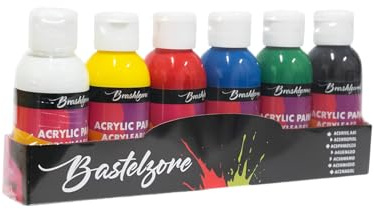 Sudor Acrylfarbe, Set mit 6 Farben, 75 ml, Holz, Stein, Airbrush-Leinwand, Farbe für professionelle Maler, Kinder und Studenten