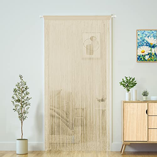 YaoYue Doorway String Curtain Door Curtains,Boho Hippie Hanging Fringe Room Divider for Patio Bedroom Closet Kitchen Laundry,Room Window Wall Door Decor(39×79in/100×200cm,Champagne)