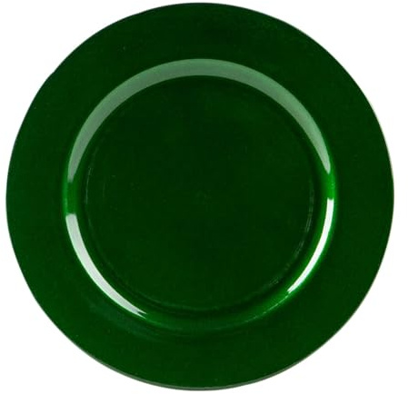 Argon Tableware Metallic Charger Plate - Green - 33cm - Metallic Finish Reusable Dining Table Setting Plates for Christmas, Party Celebrations, Restaurant Decor Placemats