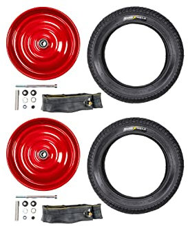 2 Stück 12 1/2 Zoll Scheibenräder Klaufix DDR Seifenkisten Felgen 57-203 rot