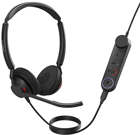 Jabra Engage 50 II Auriculares Estéreo con cable, 3 micrófonos, cancelación de ruido, ultraligeros, cable USB-C, Certificado para MS Teams, funciona con todas las plataformas, Negro