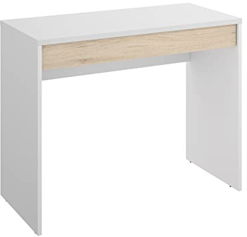 DEKIT GRUPO RIMOBEL TOK Mesa Escritorio, Melamina, Blanco y Roble Natural, 74x89x50 cm
