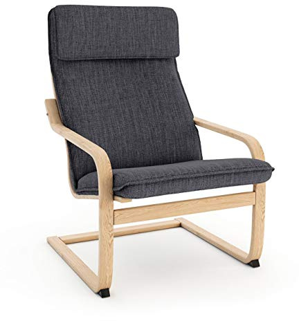 VINYLLA Funda de repuesto para sillón Ikea Poang (diseño de cojín 1, poliéster, gris oscuro)