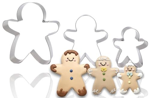 JOKUMO Ausstechformen-Set Lebkuchenmännchen, 10,2 cm, große Form, 18/0 Edelstahl, 3 Stück