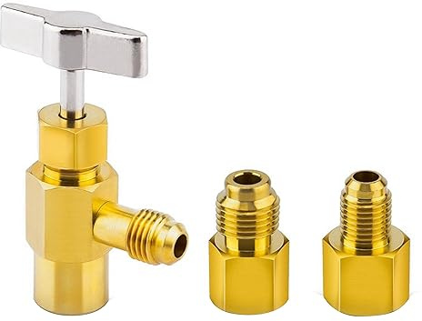 CLKE 3 piezas de refrigerante R134A, con adaptadores de tanque, adaptador 1/2 Acme, llave de refrigerante, para tubo de carga de refrigerante con válvula, para botella de gas refrigerante R134a