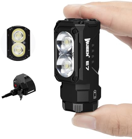 WUBEN E7 1800 Lumen Rechargeable Mini Flashlight with Magnet - Super Bright 6 Modes EDC Flashlight, Typ-C Rechargeable LED; IP68 Pocket Flashlight for Headlamp Use, Rescue, Camping