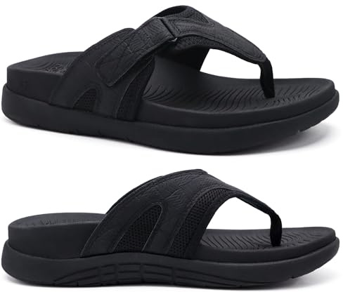 COFACE Tongs Homme Sandales de Sports Soutien de Voûte Plantaire Orthopédiques Réglable été Flip Flop Chaussures de Plage Piscine Antidérapant 43