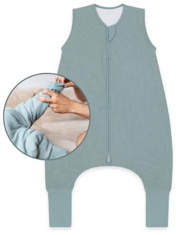 emma & noah Baby Schlafsack mit umschlagbaren Füßen 2.5 TOG, Strampelsack für den Herbst und Winter, Bio-Baumwolle, OEKO-TEX Zertifiziert, Ideal für aktive Kinder (Essential Mint, 100)