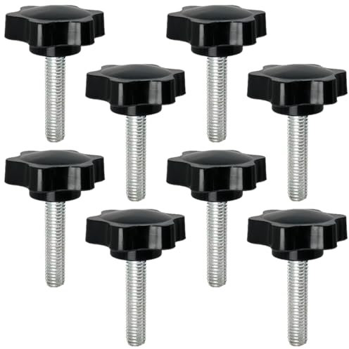 HUSABEJAIN 8 Pcs M8 x 40 Star Handle Knob Grip Thumb Screw Head Knobs Nut Screws Metric Male Thread Knurled Clamping Knobs for Bracket