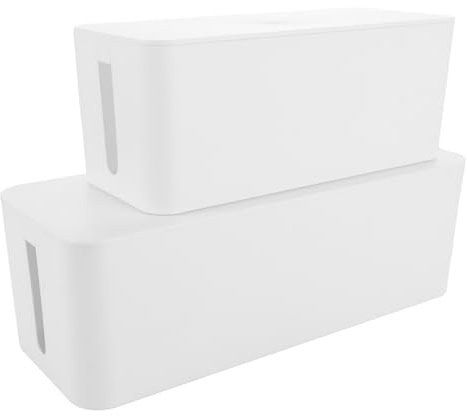 ZOFUN 2er Set Kabelbox Groß und Klein - XXL, Kabelmanagement Box Kabelbox Weiß, Kabelkasten zum Verstauen von Steckdosenleisten, Ladeadaptern Kabel Verstecken Schutz Sicherheit, Anti Rutsch Boden
