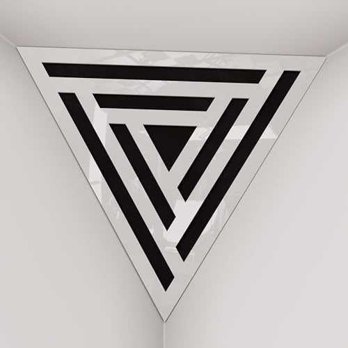 2er-Pack – Deckenecken-Bassfalle Triangle-F | Pyramidenförmiger Akustikschaum mit perforierter laminierter dreieckiger HDF-Platte (Seite: 42cm) und Stoff | [SCIFI - Weißer Kunststoff | Schwarz]