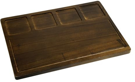 Porssaut Large Wooden Chopping Board with Compartments and Juice Groove, for Kitchen, Fruit, Cheese,Meat and Charcuterie Platters, 43 x 30.2 x 2 cm