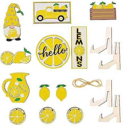 AKTOUR Campane Di Vetro Base in Legno Grande a tema frutta al limone Decorazioni artistiche da tavolo in legno a forma di frutta al limone Ristorante Porta Biscotti in Vetro (Yellow, One Size)