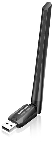 VENTION AC600 High Gain USB WiFi Dongle, Bluetooth 5.0-adapter, Dubbla Band USB-adapter med 6dBi-antenn för PC/stationär Dator, Bärbar Dator, Stöder Windows 11/10/8.1/7/XP för Wi-Fi och Bluetooth