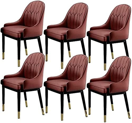 Modernes Set mit 6 Esszimmerstühlen aus PU-Leder mit hoher Rückenlehne, weiche Sitze und Metallbeine, für Küche, Büro und Lounge