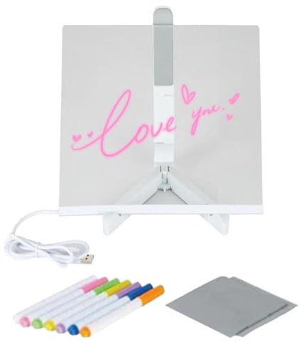 Tableau effaçable à sec en acrylique - Tableau effaçable pour tableau blanc |. Tableau de rappel de bureau à LED avec 7 stylos colorés, Tableau de table R, Conseils pour la maison avec support