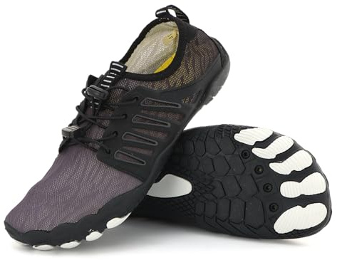 LY4U Vattenskor för Kvinnor, Sea Aqua Lätta Strand Simskor för Män, Unisex Barfota Sko Snabbtorkande Surfing Yoga, Svart, 40 EU