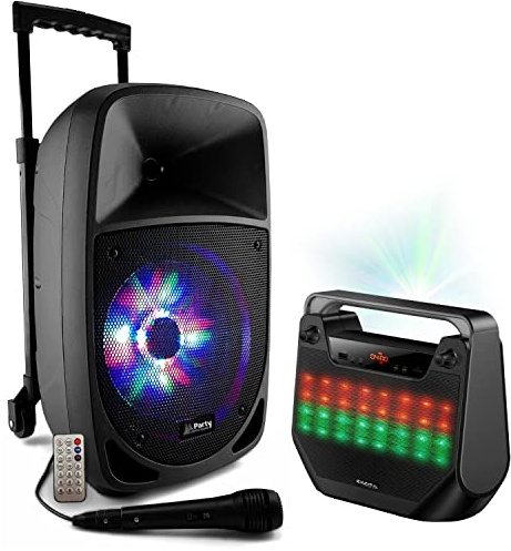 Party Light & Sound - Enceinte Karaoke Nomade sur Batterie Bluetooth USB 300W avec Micro - Enceinte Portable FREESOUND40 Anniversaire Boom