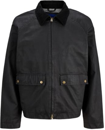 JACK & JONES Jorbedford Waxed Jacket Veste cirée, Noir, M Hommes