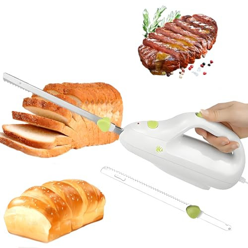 Couteau De Sculpture électrique Couteau à Pain, Couteau électrique sans Fil avec 2 Lames en Acier Inoxydable De 8 Pouces, Interrupteur De Verrouillage De Sécurité, Coupe-Pain Rechargeable sans Fil