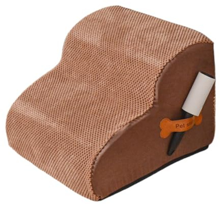 Gralara Hundetreppe Haustiertreppe, 2 Stufen Hunderampe für Kleine Hunde Ältere Hunde, rutschfeste Haustiertreppe, Hochdichtem Schaumstoff für Couch Sofa mit Waschbarem Bezug, Kaffee