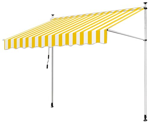 WPWSDWMX Marquise de Porte Exterieur Store de Terrasse Rétractable avec Manivelle, Toile Polyester et Structure en Aluminium(Yellow,200cm/79in)