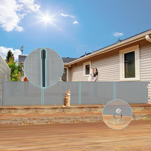 500cm/200inch Retractable gate Extra Wide, Upgraded 86cm/34inch Tall Stair Safety Gate for Baby and Dog, Hallway and Indoor/Outdoor Use
