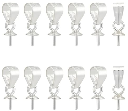 CRAFTYMELODY 16 Stück 925 Sterling Silber Ösenstifte Ösenstifte Perlenanhänger Verbinder Ösenstifte Mit Ösenstift Für Halbgebohrte Perlen
