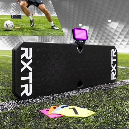 QUICKPLAY RXTR PRO COACH Football Training System - Smart Reaction Light & Football Rebound Board Kit with Real-Time Scoring, 17 Pre-Programmed Drills, App-Free Training for All Skill Levels