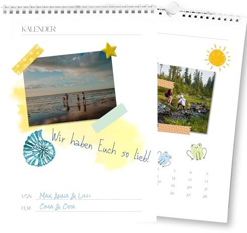 Bastelkalender A4 Blanko I Kalender zum Selbstgestalten (Jahresunabhänging) Schlichter DIY Fotokalender