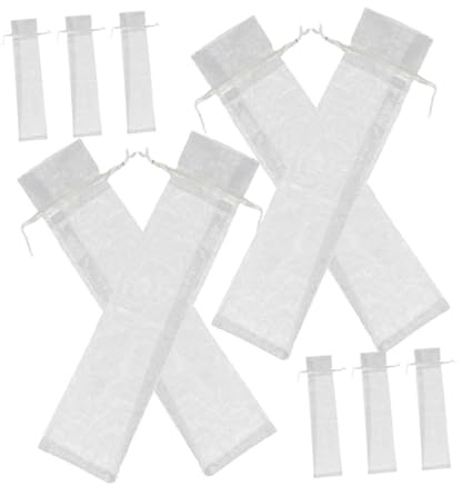 VICASKY 10 Stück Organza Geschenksäckchen Silber für Schmuck und Ventilator Aufbewahrung Leichte und Tragbare Organza Beutel für Hochzeit und Geschenkverpackung