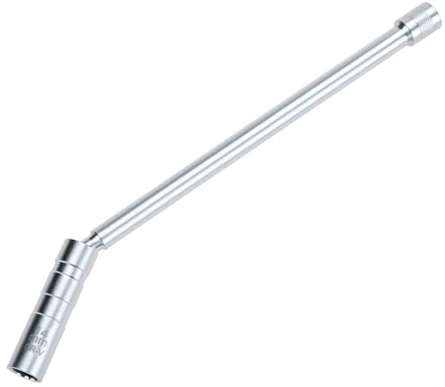 QWORK® Clé de Bougie D'allumage 14 mm, 12 Pans, 3/8, Douille Magnétique Pivotante à 360°, Paroi Fine et Longue Tige