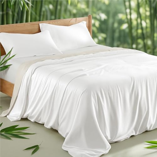 Bedsure King Size Duvet Set - 100% Rayon Derived from Bamboo, White