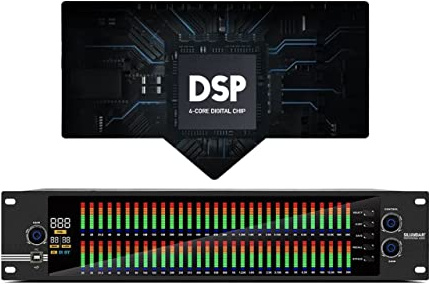SHEHUALI Mezclador de DJ, Ecualizador gráfico 2U, Controlador de Efectos equilibrado de 31 Bandas, procesador Mezclador Digital DJ, Etapa eliminadora de retroalimentación DSP