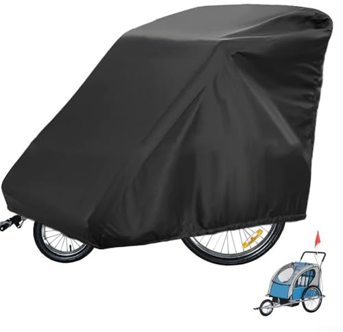 Funda impermeable para remolque de bicicleta, tela Oxford, 84 x 140 x 99 cm, almacenamiento protector para carro de niños, remolque individual o bicicleta, resistente a la intemperie, protección