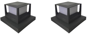 2 Set of Solar Post Cap Light Outdoor Outside Light for Garden Porch Railing Backyard Black