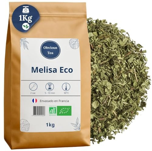 Hojas sueltas de melisa orgánica - Té digestivo relajante - Infusión calmante - Melissa Officinalis L. - Agricultura ecológica (1 kg (500 tazas))