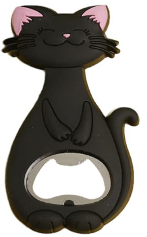 Bonito imán para abrebotellas de gato negro, decoración de nevera suave de PVC, abridor de cerveza 2 en 1 para cocina y bar