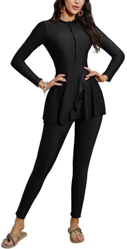 Women's Modest Swimwear: Long Sleeve Burkini 2 Pieces Full Cover Bathing Suit, Rash Guard Wetsuit - Muslim Swimming Costume