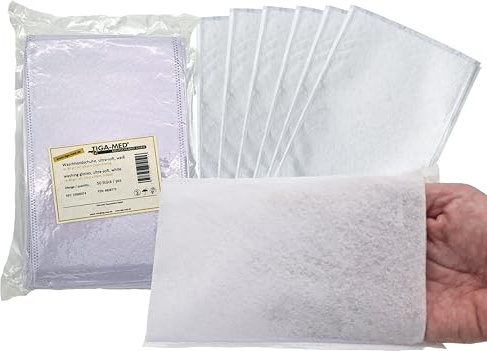 TIGA-MED Gants de toilette jetables Ultra doux non tissés – 100 pcs – Format 15×23 cm – Parfaits pour soins, bébé, camping, hygiène