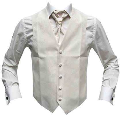 MMUGA Hochzeitwesten Set mit Plastron Creme 48