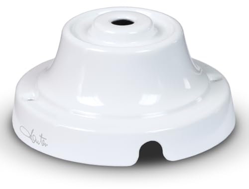 FANTON Rosace lisse en céramique couleur blanche Ø 90 mm en porcelaine pour lampes suspendues et câble textile 84028.