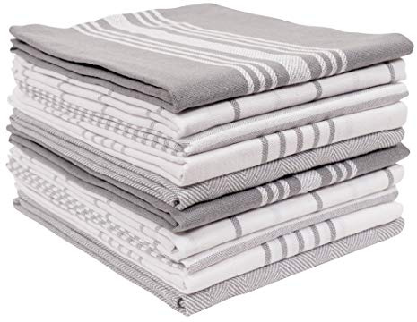 KAF Home Kitchen Towels Bulk - Multipurpose Microfiber Drying Cotton Towel & Absorbent Thick Tea Kitchen Cloth Pack of 10 (Gray)