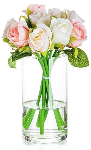 volila Glass Cylinder Vase - 10cm Wide x 20cm Tall Glass Vase for Living Room and Dining Table Centerpiece - Crystal Clear Vase for Modern Style Home, Office and Wedding Decor
