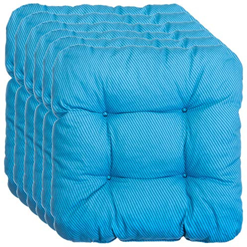 Brandsseller Kissen-Set Sitzkissen Dekokissen Stuhlkissen Zierkissen Stuhlauflage - (6er-Set, Streifen-Blau)